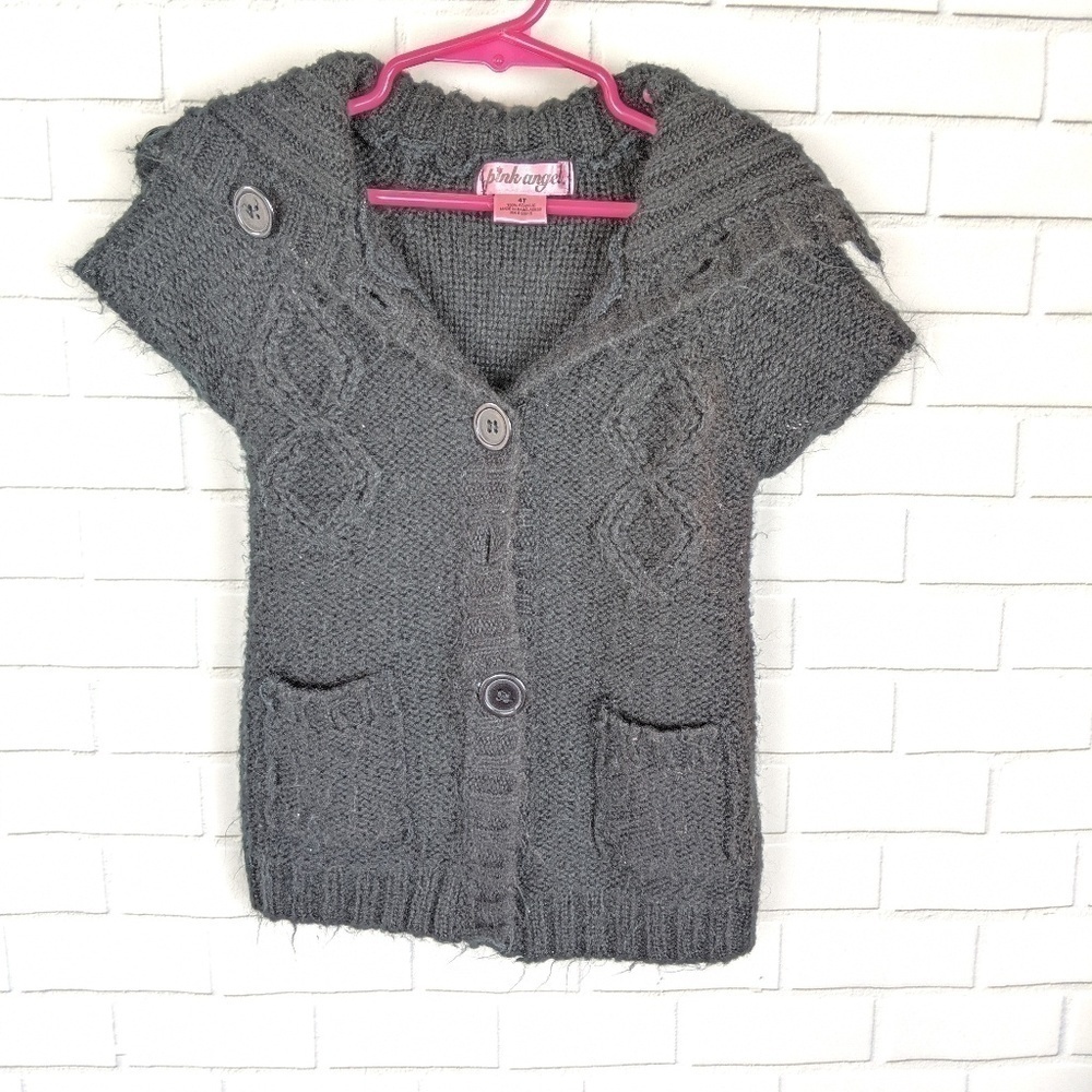 Pink Angel Black Acrylic Furry Sweater girls kids 4T